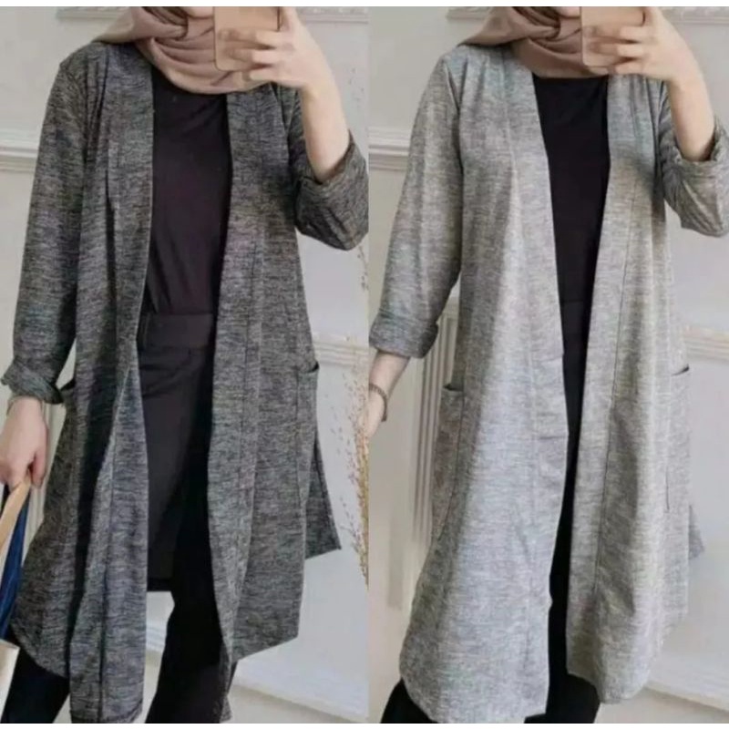 cardigan panjang wanita motif acrylic