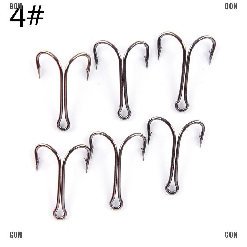GON 50pcs Dual High Carbon Steel Black Fishing Hooks Double anchor hook Saltwater