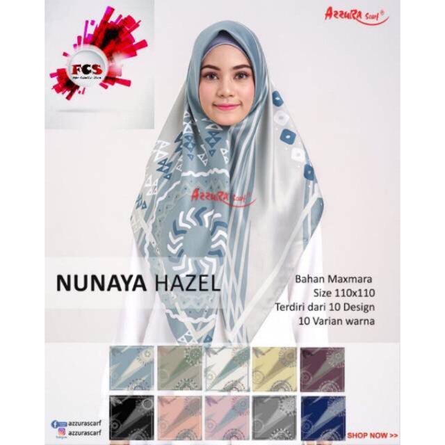 Jilbab Segi Empat Motif Nunaya Hazel Seri 9 By Azzura Scarf