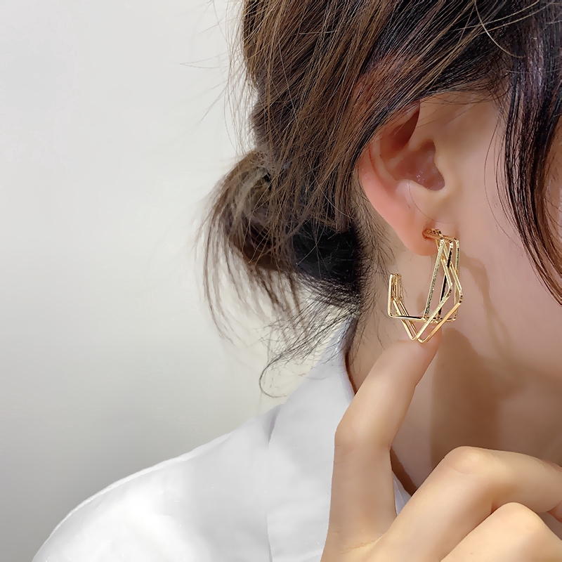 Anting Enam Bintang Gaya Untuk Wanita Aksesoris vintage Korea