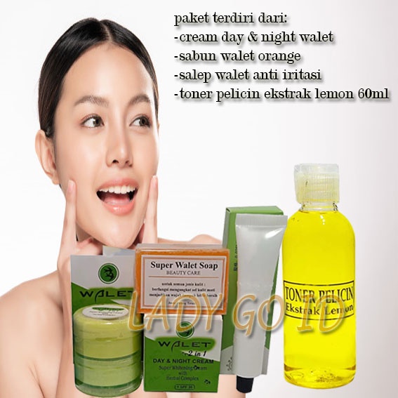 Paket Lengkap Walet Plus Toner lemon / Paket Cream Walet Susun Siang &amp; Malam + Salep Walet Anti Iritasi + Sabun Walet Orange PLUS Toner  Ekstrak Lemon 60ml Original