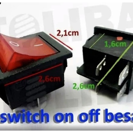 Rocker Power Switch Saklar ON OFF Kotak 4P 4 Pin Merah