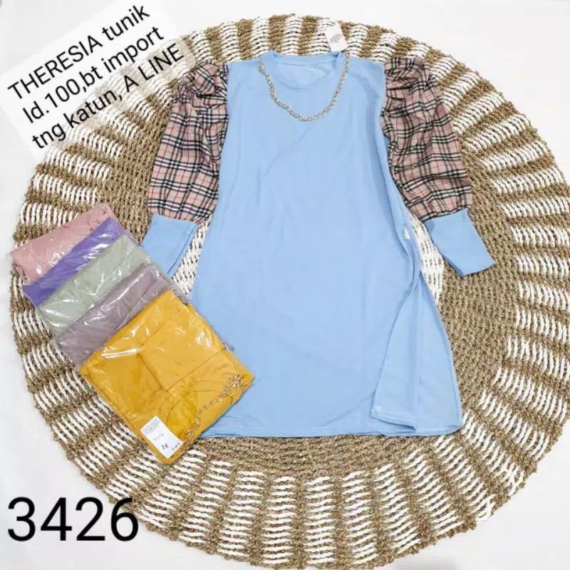 Tunik Tangan Balon/ Tunik import murah/ Tunik Babytery/ Tunik Polos/ Tunik Theresia