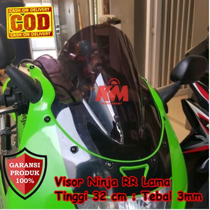 Visor Windshield Ninja RR Lama Old Jenong Hitam dan Bening Tebal 3mm Bahan Kaca Akrilik