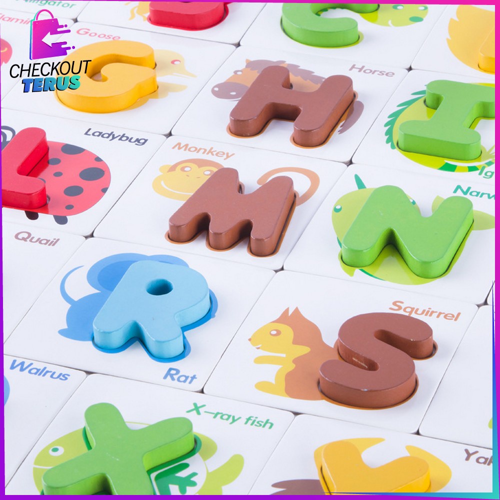 CT M273 Mainan Puzzle Kayu BRITISH CARD Anak Belajar Mainan Huruf dan Angka Alfabet Kayu Edukasi Kartu Alphabet