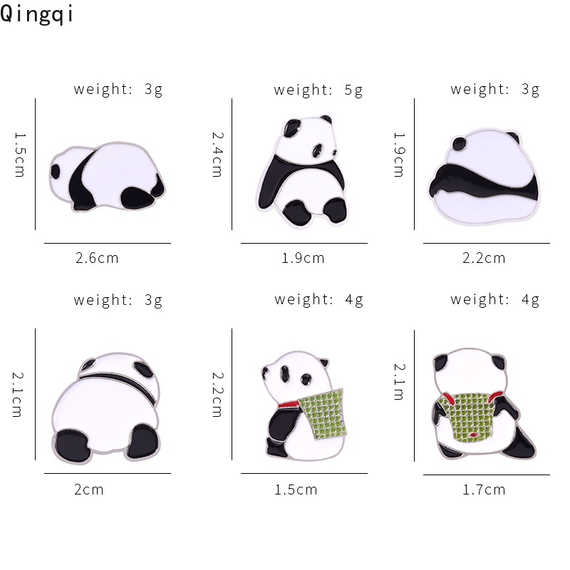 Bros Pin Enamel Bentuk Kartun Panda Bambu Dan Beruang Bahan Metal Untuk Hadiah