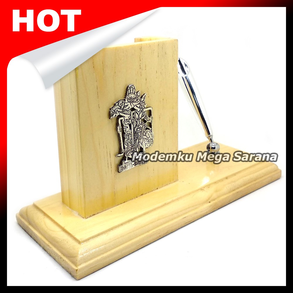 Tempat Bolpoin + Kartu Nama Kayu Wayang Rama Shinta 16x7x12 cm