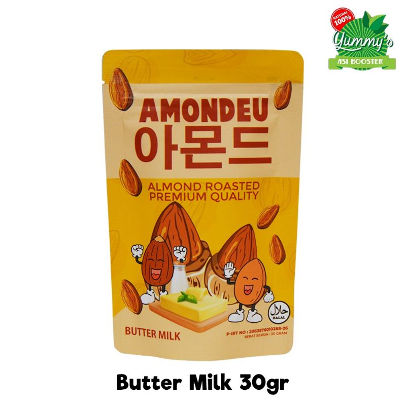 Yummy's Amondeu Almond Roasted Premium Quality 30gr / Almond Panggang Cemilan Sehat Busui dan Bumil