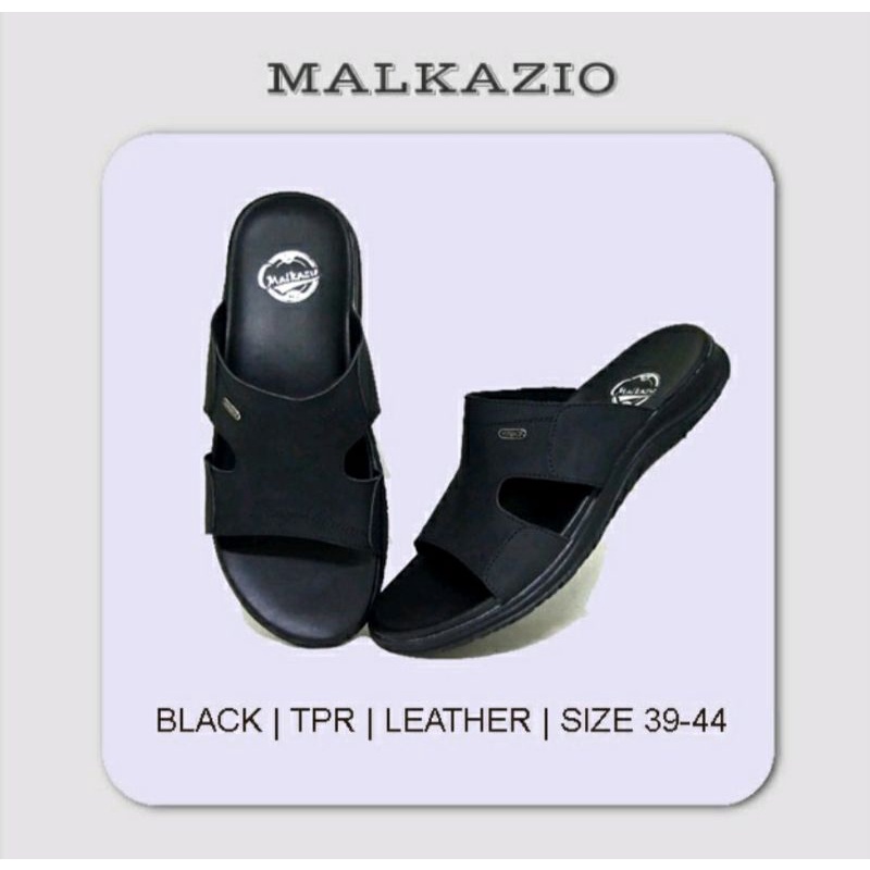 Sandal KOKOP Pria Big Size 39-44 Sendal Malzie Slide Kulit Kasual / KOKOP Black Original, 43