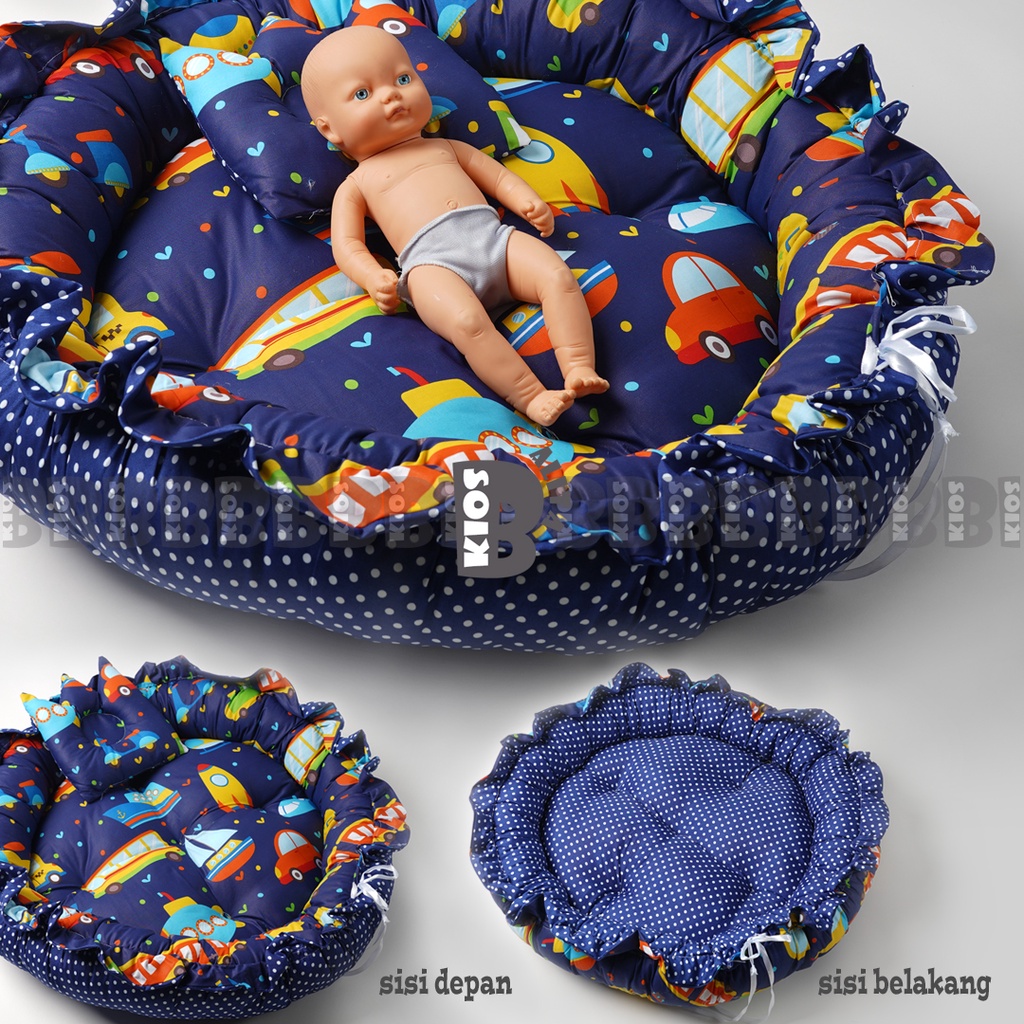 PREMIUM KASUR BAYI FREE BANTAL PEYANG BABY NEST MODEL BUNGA KOLAM MULTIFUNGSI PLAYMATE BISA BOLAK BALIK