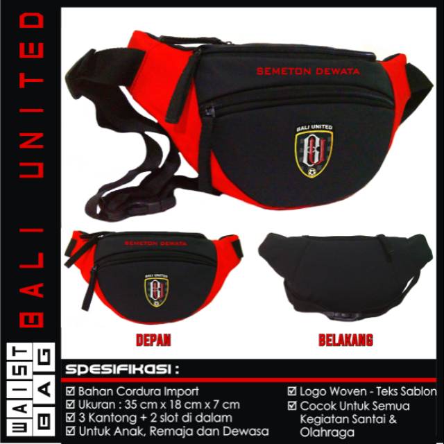 Tas Pinggang Bali United Hitam Merah