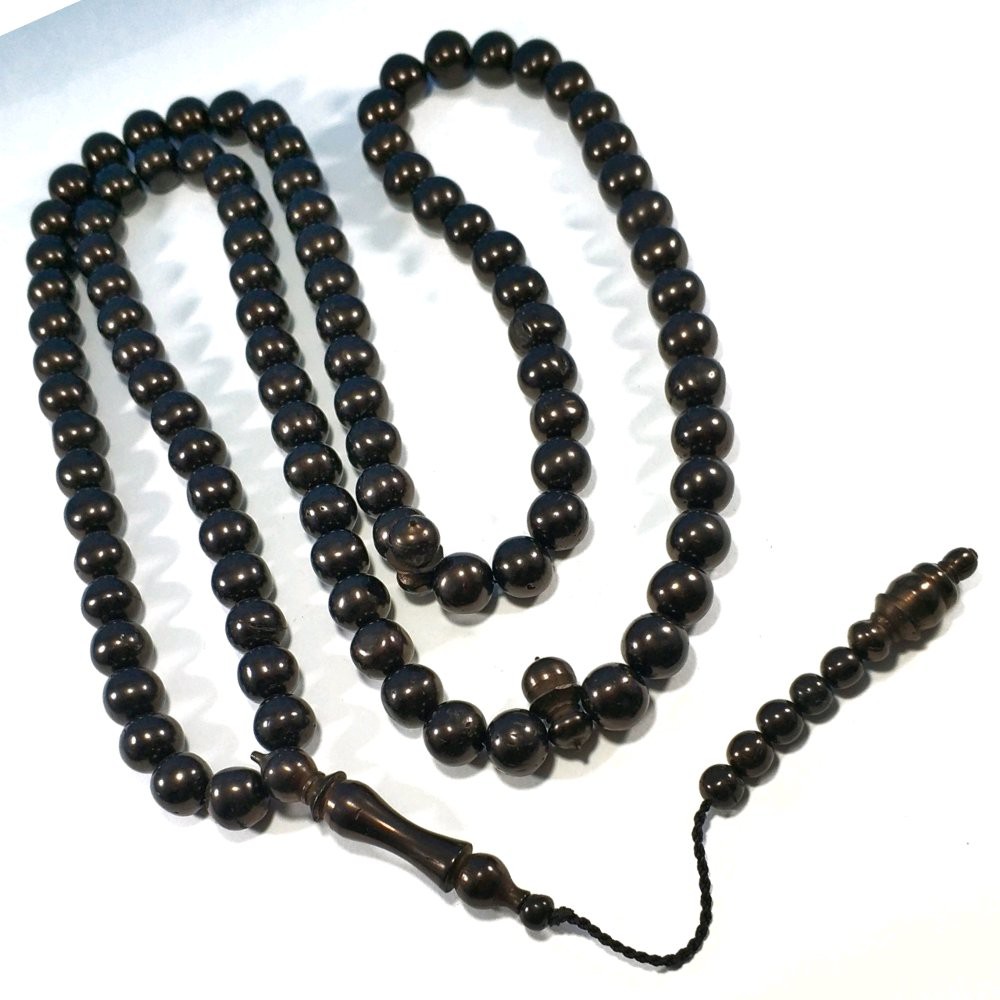 TASBIH KAYU ASLI KAOKAH KAUKAH KOKAH HITAM ASLI ISTANBUL TURKI 10MM MODEL BULAT 99BUTIR DIJAMIN ASLI