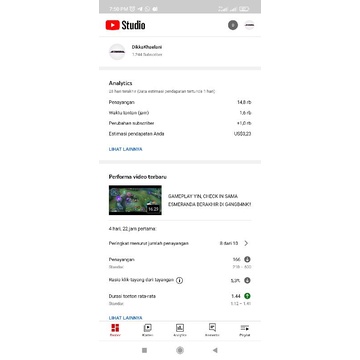 AKUN YOUTUBE 1200SUBCRIBE SUDAH MONETISASI