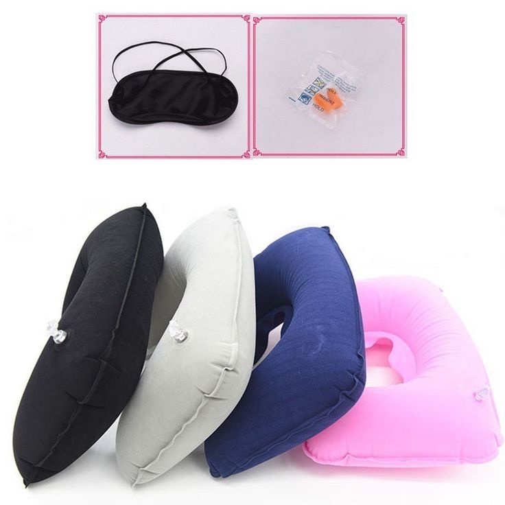 Inflatable Travel Pillow Set - Air Pillow Bantal Leher Penutup Mata Telinga Ear Plug Pesawat