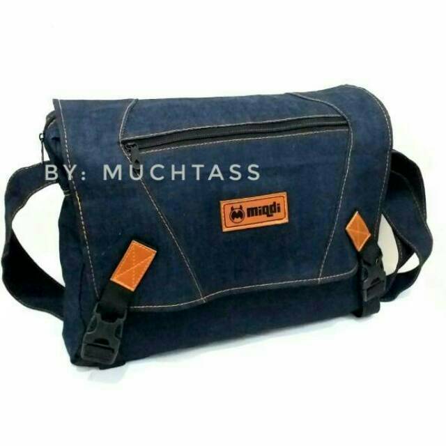 TAS SELEMPANG PRIA BAHAN JEANS 001 CLASIC-TAS CANVAS-SLING BAG