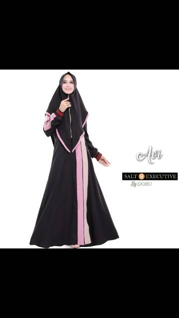 GAMIS SET SYARI AVI By SALT EXECUTIVE, Dress Panjang Maxi Maxy Plus Kerudung Khimar Panjang Bahan Cr