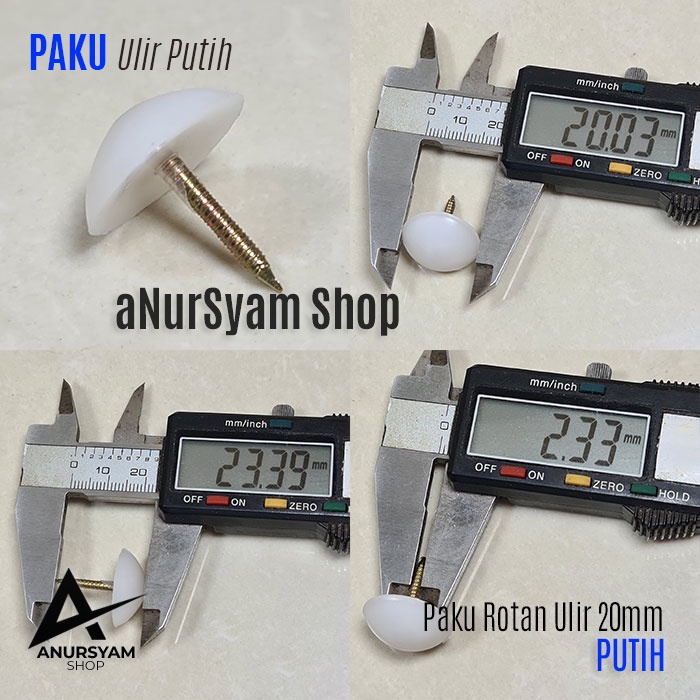 Paku Rotan Plastik 20mm Putih Isi 50 pcs / Paku Kaki Kursi / Paku Ulir