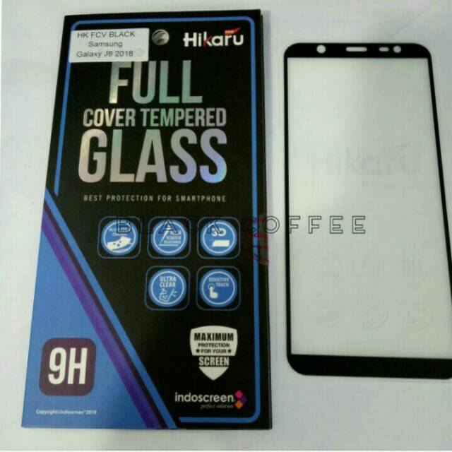 Tempered glass full samsung J8 2018 screen guard Hikaru FCV