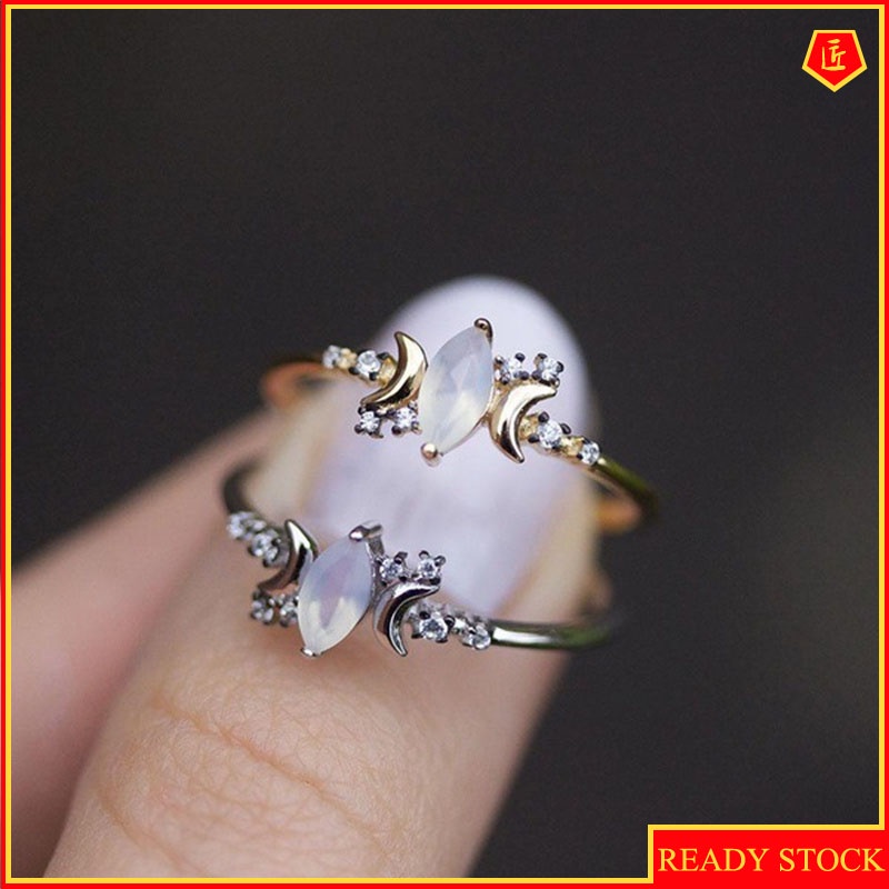 [Ready Stock]Women's 14K Gold Inlaid Opal Ring Simple Korean Style