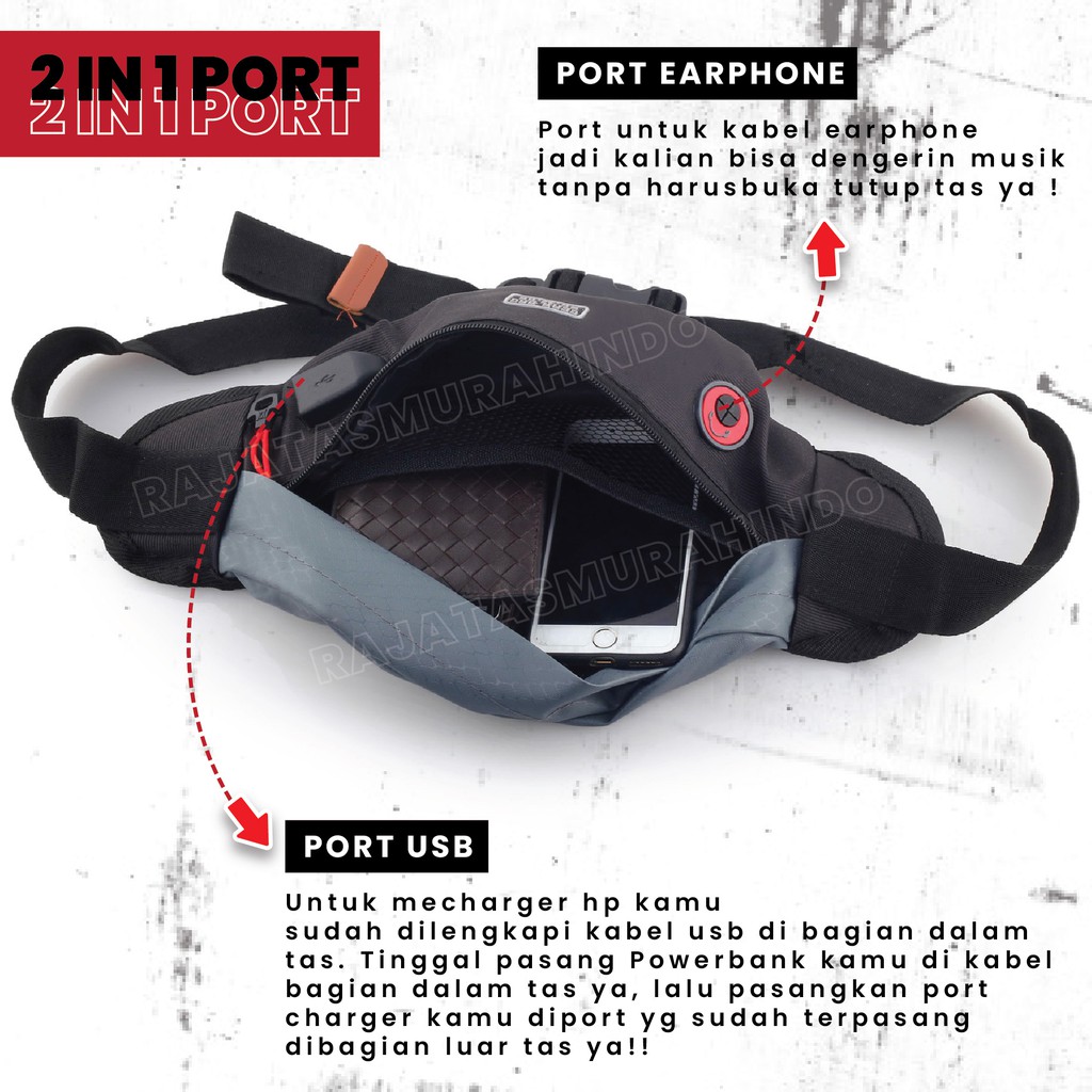 Waist Bag 2 in 1 PORT Gear Bag 13109 NEW TERRA  + FREE USB EXTENTIONS CABLE Waistbag