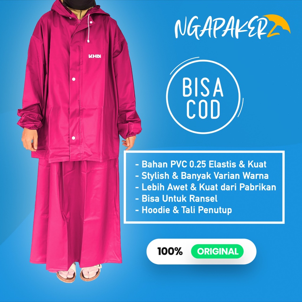 ORIGINAL - Jas Hujan Jaket Rok Wanita KHN - Ngapakerz