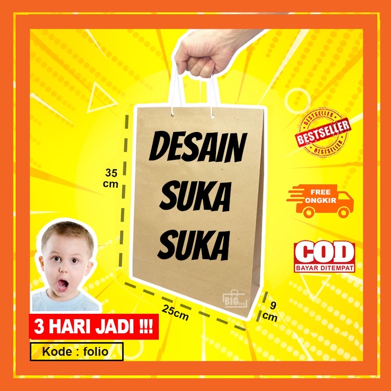 

PAPER BAG CUSTOM SABLON SOUVENIR HAJATAN KADO ULANG TAHUN FOLIO