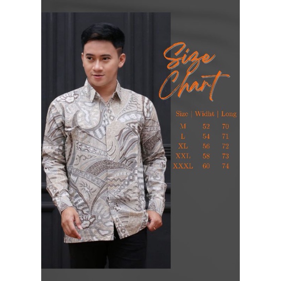 Batik Pria Lengan Panjang BATIK BANY HRB026 motif KERATONAN Kode 002 size M L XL XXL Reguler