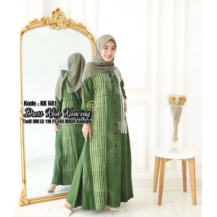 dress twill rempel kancing atas ori elzhaf