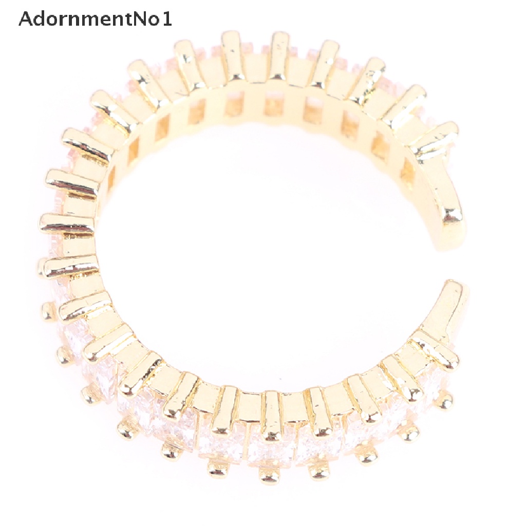 (AdornmentNo1) Cincin Terbuka Adjustable Elegan Motif Geometri Aksen Hollow Untuk Perhiasan Wanita