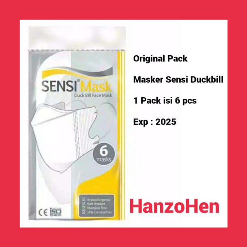 Masker Sensi Duckbill isi 6 pcs & 3 pcs | Masker Duckbill Sensi 6 pcs 3pcs | Original packing
