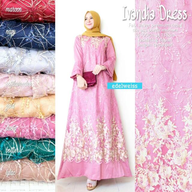 Ivandia Dress Ori By Edelweiss | Gamis Syari | Gamis Kekinian | Gamis Busui | Maxy Dress