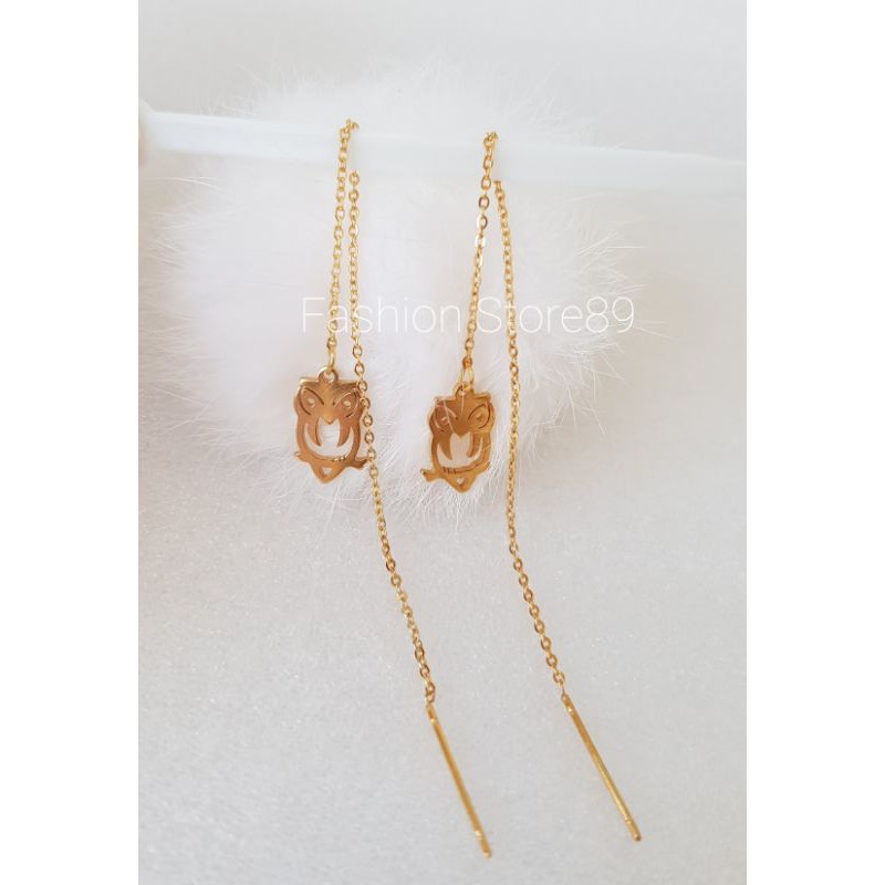 Anting Owl titanium Anting Jurai Rantai Panjang Owl titanium gold perhiasan impor titanium antikarat