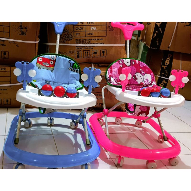 Baby Walker Milefo Musik Dorongan Mainan Bola+Pegangan Kupu2 Dorongan Roda 8pc Free Packing Dus+Bubble