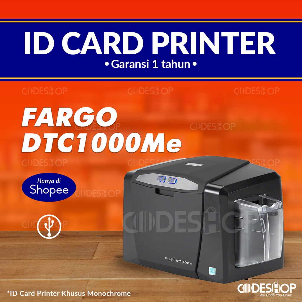 Printer ID Card Fargo DTC-1000Me Single Side Printer Kartu Cetak Monokrom