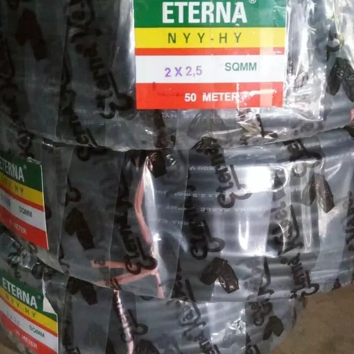 Kabel Listrik Serabut Hitam NYYHY 2 x 2.5 2 x 2,5 2x2,5 2x2.5 Eterna (Meteran) Kabel NYYHY 2 x 2,5mm