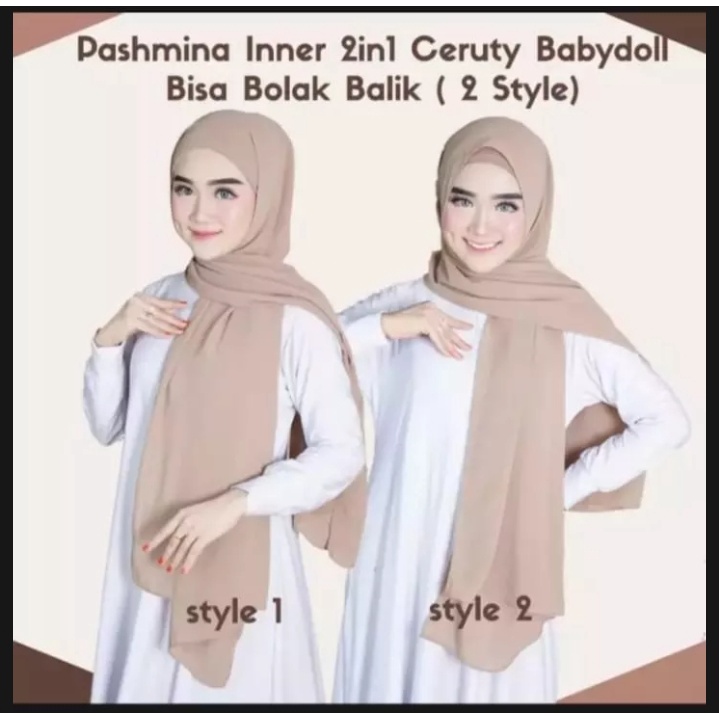 TERMURAH PASHMINA INNER 2IN1 / PASHMINA CERUTY BABY DOLL 180*75 PREMIUM