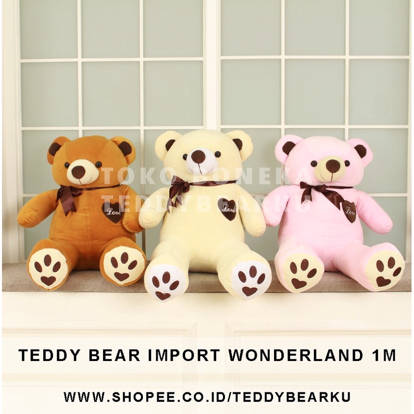 LIMITED! BONEKA BERUANG TEDDY BEAR IMPORT WONDERLAND LOVE JUMBO SUPER 100CM 1M