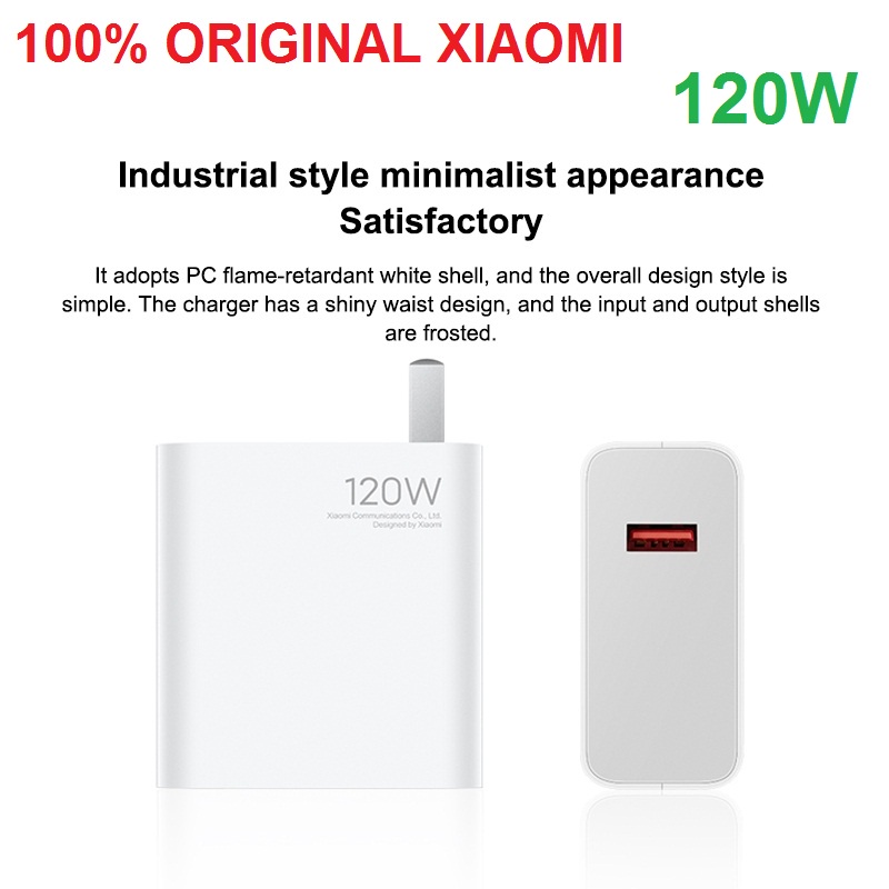 XIAOMI Adaptor Charger 120W Turbo Charge Fast Original -US Version