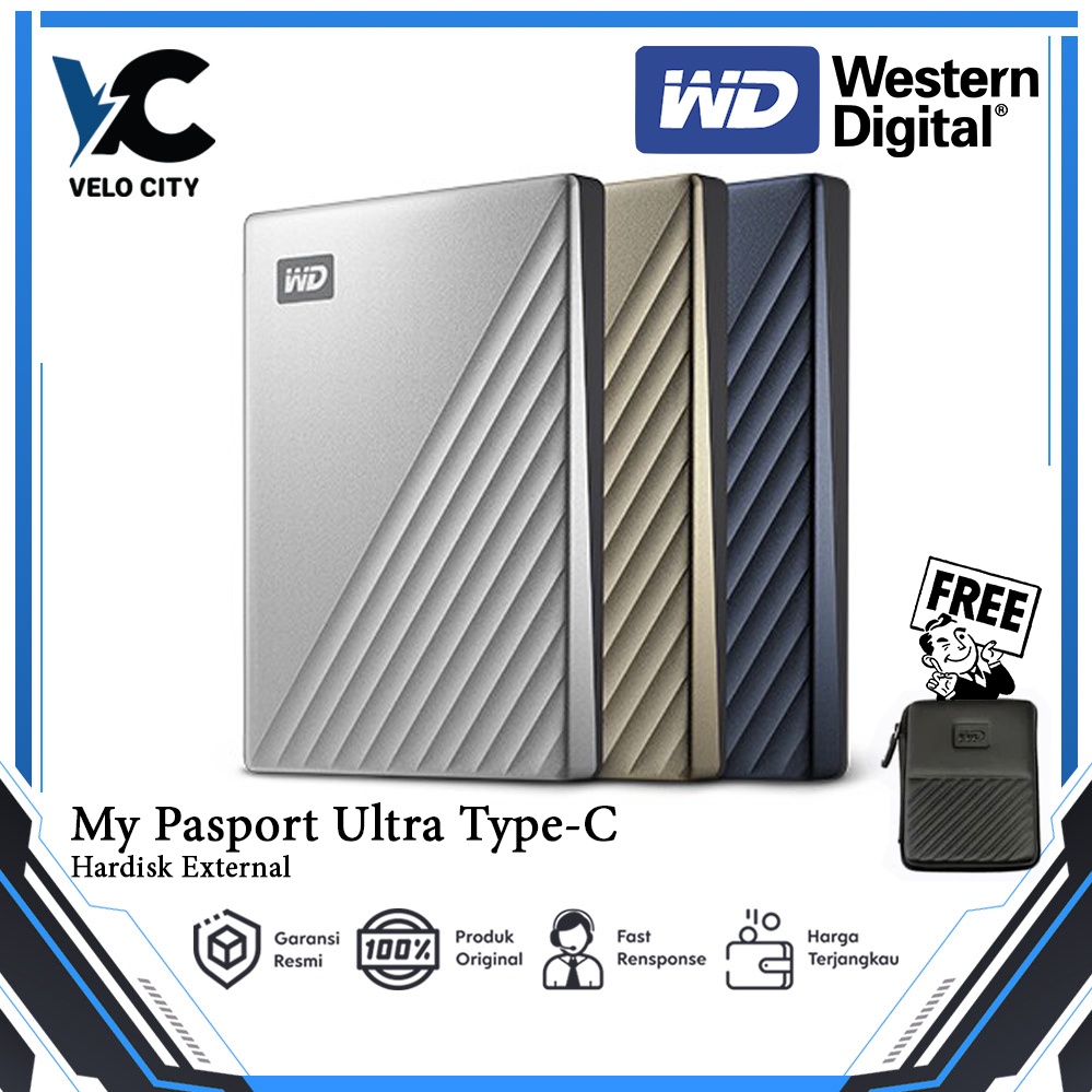 Hardisk Eksternal WD My Passport Ultra 1TB l 2TB l 4TB Type C USB 3.1