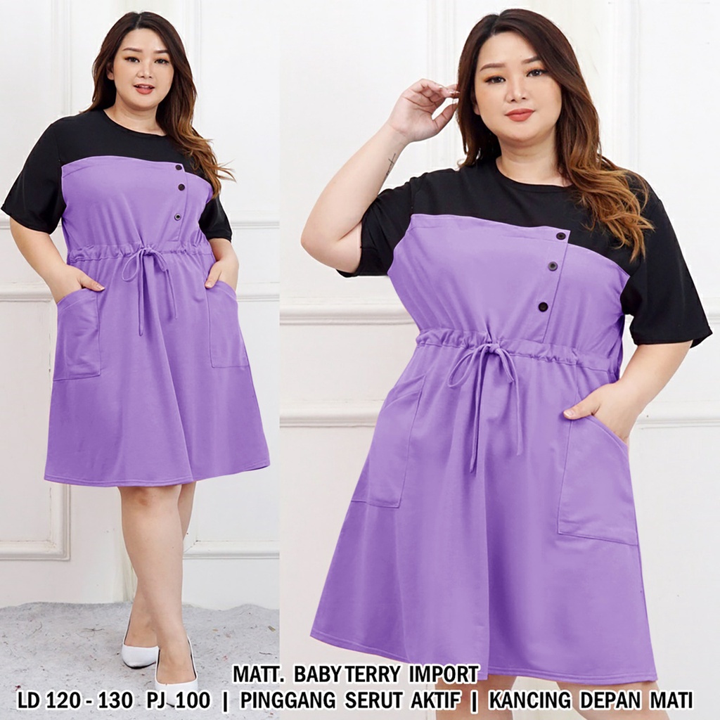 WSE390 - Dress Anisa JUMBO 3XL BIG SIZE UK Fit L To XXXL LD 120 - 130 CM PJ 100 CM PREMIUM QUALITY