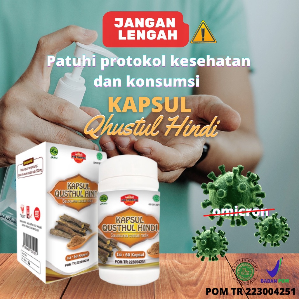 KAPSUL QUSTHUL HINDI ORIGINAL ATH-THOIFAH SERBUK QUSTHUL HINDI isi 60 kapsul HALAL BPOM