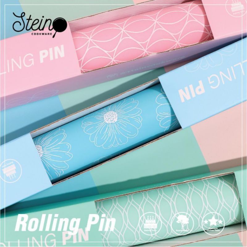 Rolling Pin Steincookware - Penggiling Adonan Stein Cookware Pink Biru Tosca