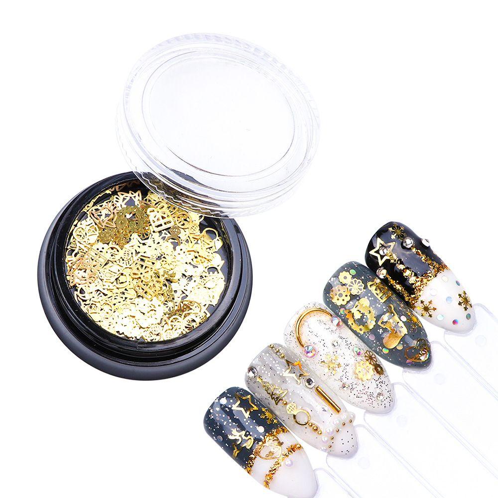 Solighter Dekorasi Kuku Natal 3D Ring Bell Elk Snowflake Spangles Untuk Gel Nails Sequin