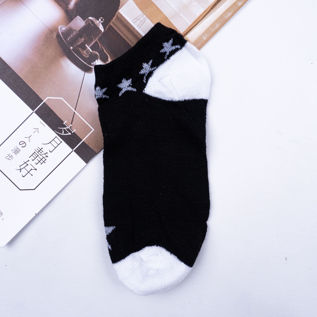 BEE - Kaos Kaki Unisex Pria Wanita / Kaos Kaki Pendek Import Ankle Socks-SC-18 BINTANG PUTIH