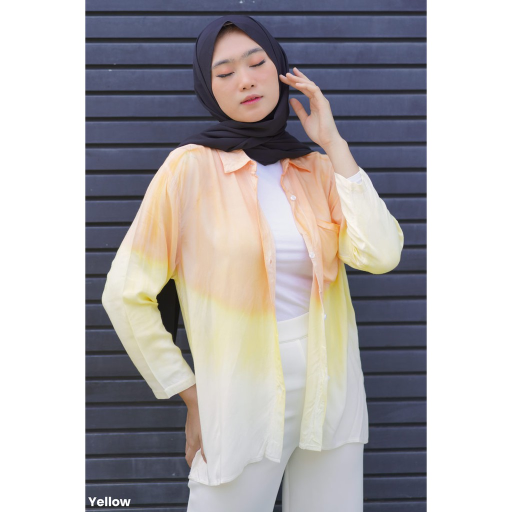 Kemeja Gradasi Lengan Panjang Tie Dye Fashion Trendy Wanita/ Ubud Longsleeve Shirt Atasan Wanita