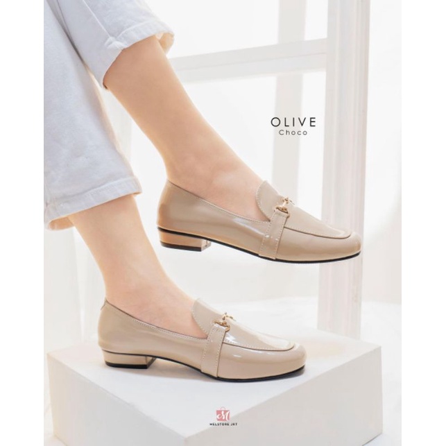 DAMELIA OLIVE FLAT SHOES WANITA