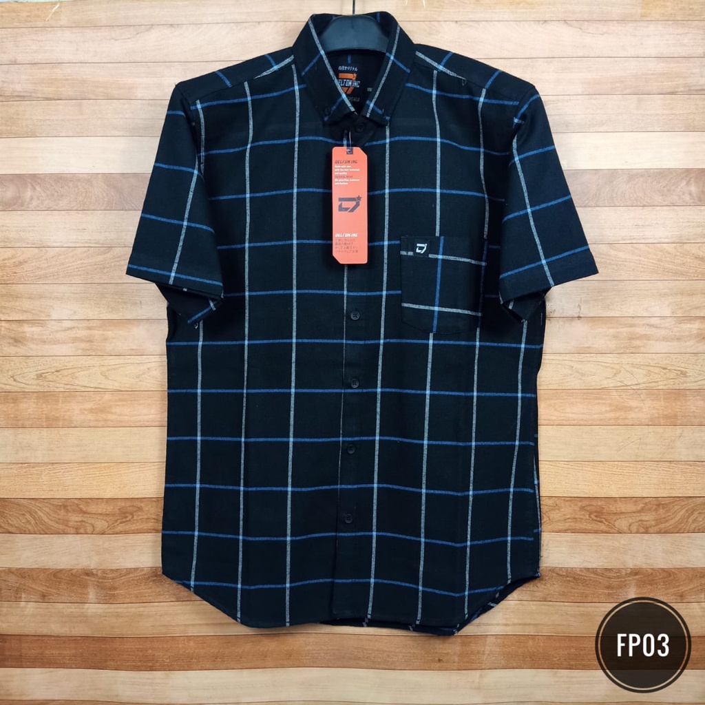 Kemeja Flanel Lengan Pendek / Kemeja Flanel Pria (FP14) Kemeja Surfing Distro