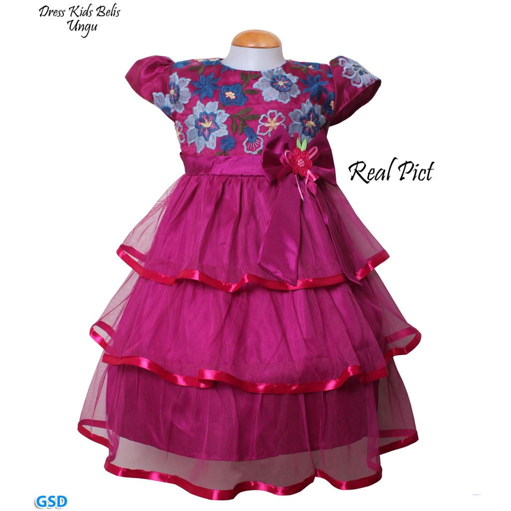 Dress Belis/Kasual Dress Brukat /Promo Gaun Anak Impor/ Fashion Anak/ Baju Pesta Murah