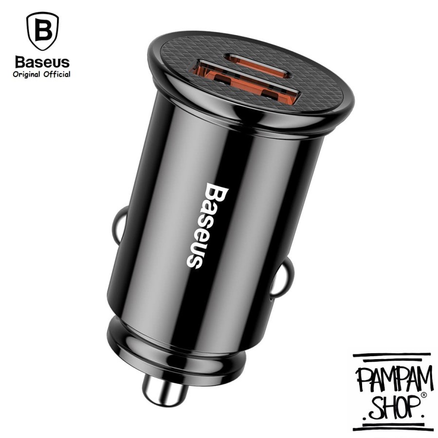 BASEUS ORIGINAL Car Charger Circular Plastic 30W Type C Quick Charge Fast Charging Saver Casan Mobil XiaoMi Samsung Lenovo Oppo