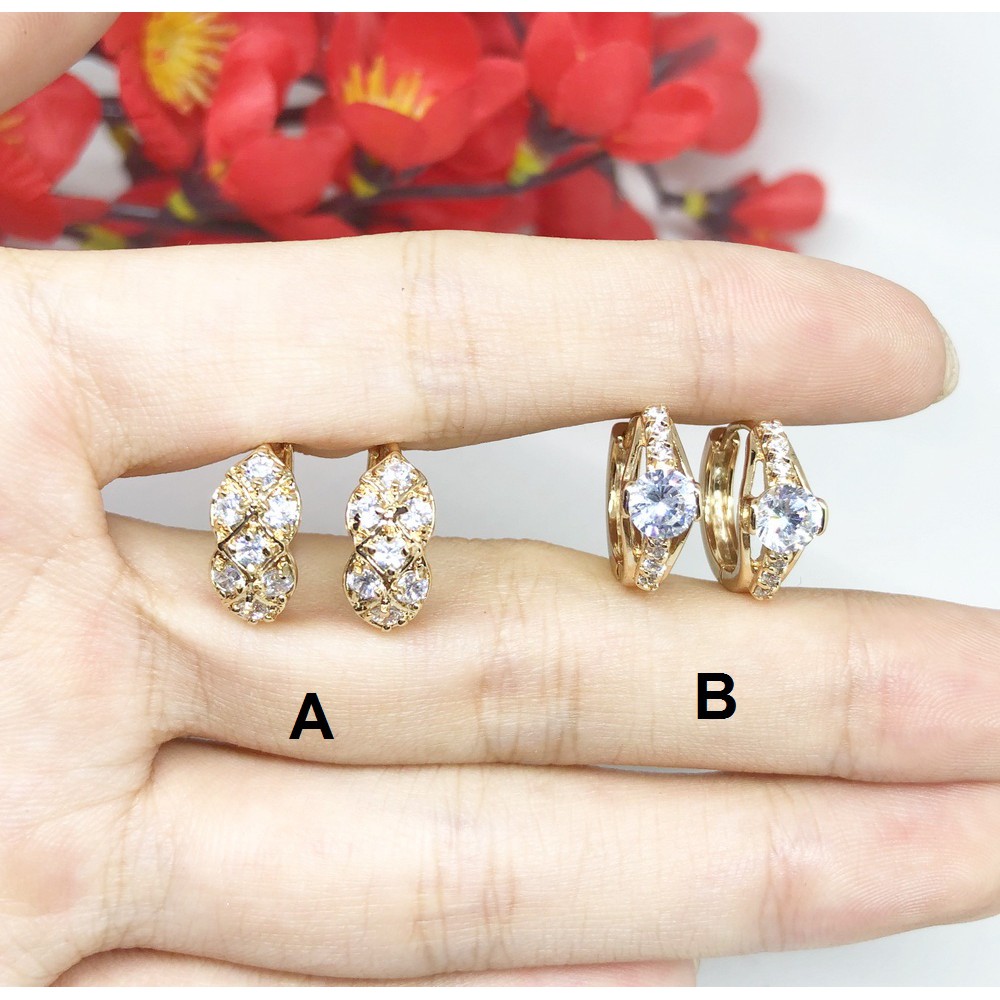 Anting Hoop Meilyn Meili Batu Putih Solitaire Elegan Lapis Emas - BE281